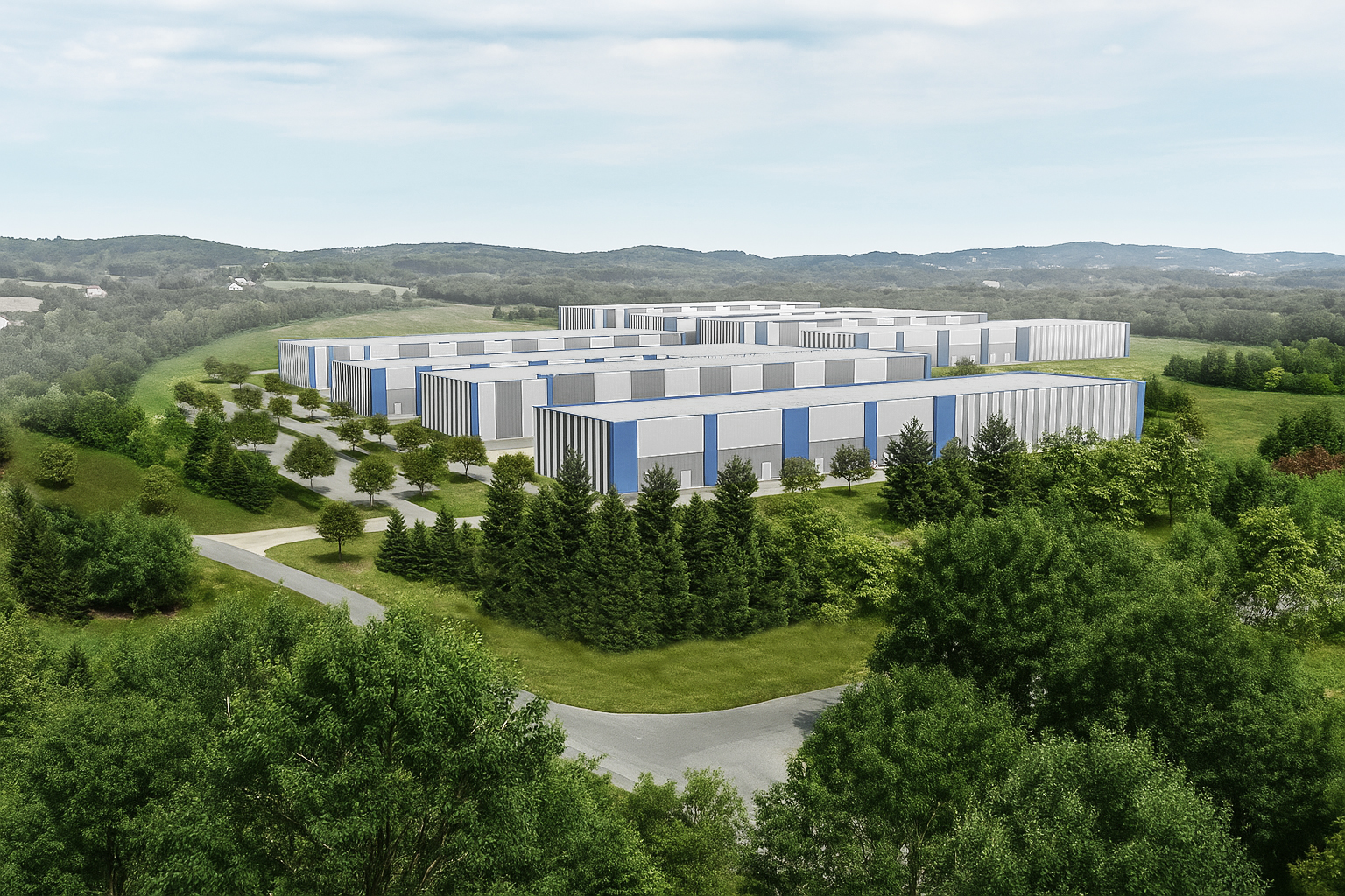 Aerial rendering of the Frederick Digital Campus.